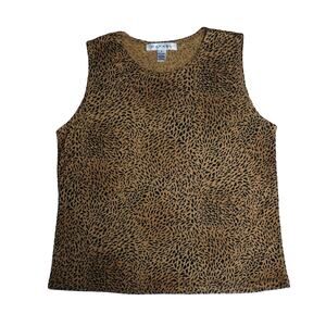 VTG rafael womens tank top sleeveless animal leopard print sz Small
